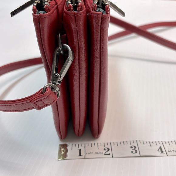 MATT & NAT Triplet Loom Vegan Leather Crossbody Bag in Coral Red. - Picture 14 of 14